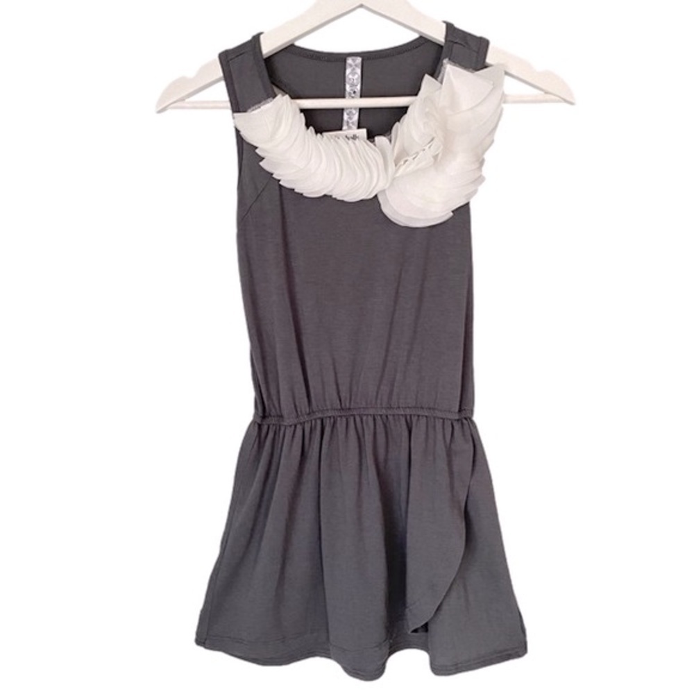 KIDDO by Katie Dress Faux Wrap Sleeveless Elastic Waist Grey Girls Size 8 NWOT